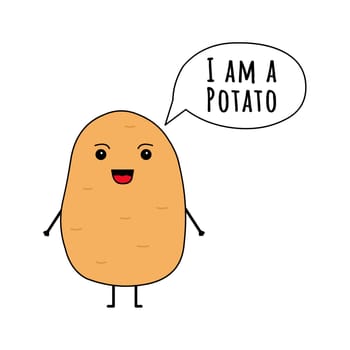 A cute potato with a speech bubble "I am potato".