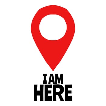 A red marker with the text "I am here".