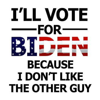 A poster with the text "I'll vote for Biden because i don't like the other guy".