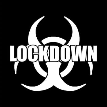 A lockdown symbol with the text lokdown