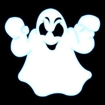 A scary glowing halloween ghost.