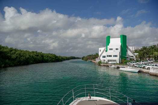 View from the stern of the yacht to the sea