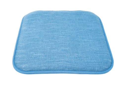 Blue color chair cushion isolated on white background with clipping path.