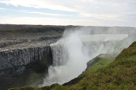 Splendid view of the Dettifoss waterfall in the northeast of Iceland