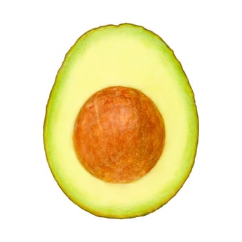 Half of avocado isolated on a white background. Stock photography.