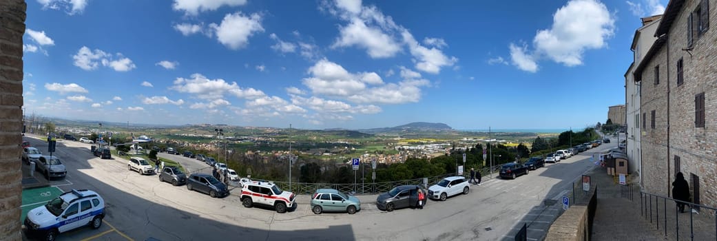Scenic View of Mount Conero and Riviera from Loreto, Le Marche, Italy panorama