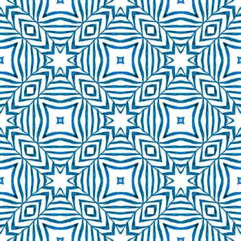 Textile ready superb print, swimwear fabric, wallpaper, wrapping. Blue delightful boho chic summer design. Hand drawn tropical seamless border. Tropical seamless pattern.
