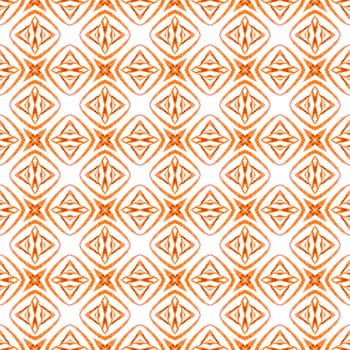 Exotic seamless pattern. Orange unusual boho chic summer design. Textile ready resplendent print, swimwear fabric, wallpaper, wrapping. Summer exotic seamless border.
