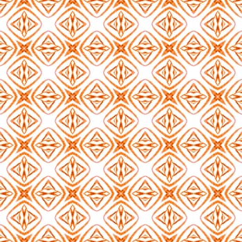 Exotic seamless pattern. Orange unusual boho chic summer design. Textile ready resplendent print, swimwear fabric, wallpaper, wrapping. Summer exotic seamless border.
