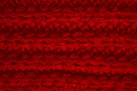 Knitted Wool. Vintage Woven Design. Structure Handmade Winter Background. Macro Knitted Fabric. Red Closeup Thread. Scandinavian Christmas Canvas. Linen Cloth Garment. Fiber Abstract Wool.