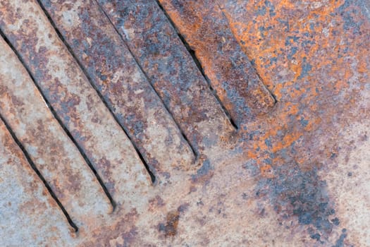 Old rusty dirty metal texture with pattern of lines striped steel rust background.