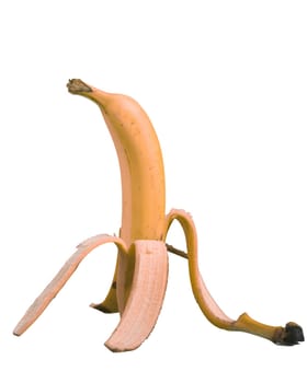 a banana with double peel on a transparent background