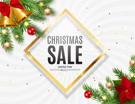 Christmas and New Year Sale Background, Discount Coupon Template. Vector Illustration eps10