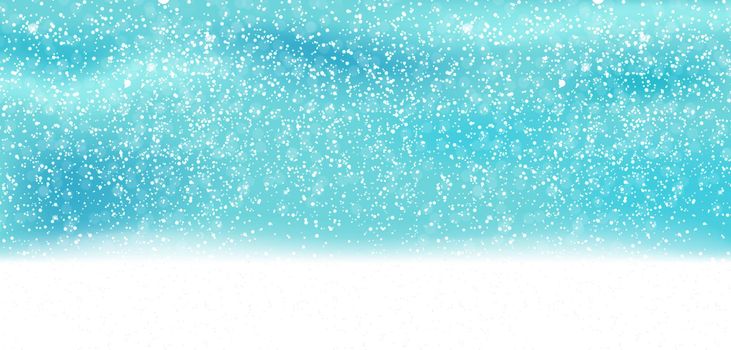 Colorful naturalistic winter background with falling snow on drifts. Vector Illustration. EPS10