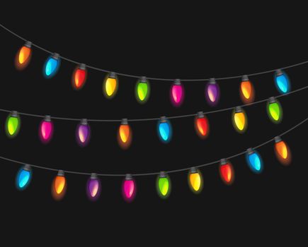 Multicolored Garland Lamp Bulbs Festive Isolated Vector Illustration EPS10