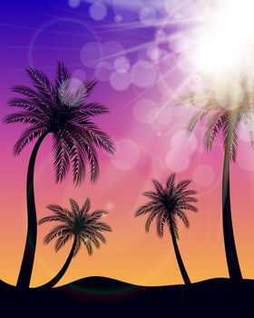 Beautifil Palm Tree Leaf Silhouette Background Vector Illustration EPS10