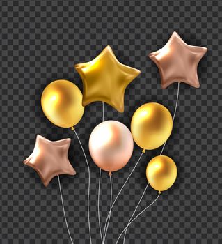 Color Glossy Happy Birthday Balloons Banner Background Vector Illustration EPS10