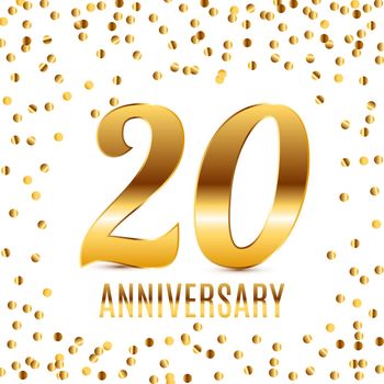 Celebrating 20 Anniversary emblem template design with gold numbers poster background. Vector Illustration EPS10