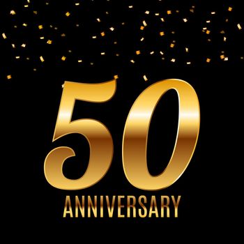 Celebrating 50 Anniversary emblem template design with gold numbers poster background. Vector Illustration EPS10
