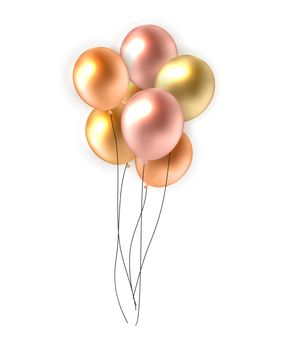 Color Glossy Happy Birthday Balloons Banner Background Vector Illustration EPS10