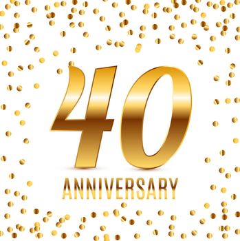 Celebrating 40 Anniversary emblem template design with gold numbers poster background. Vector Illustration EPS10