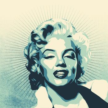 Trieste, Italy - July 16: Digital portrait of Marylin Monroe finished with stencil or silkscreen printing technique on July 16, 2021