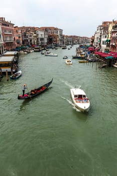 Venice, Italy - 06/10/2009 - View of Grand Canal with Venetian gondola