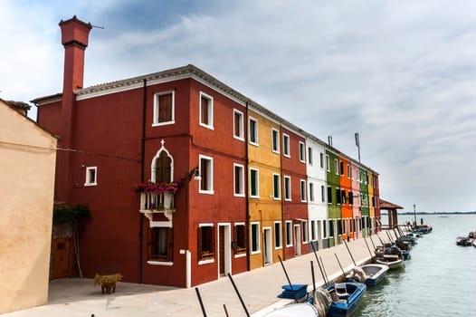 Typical houses of Burano colorful with bright colors