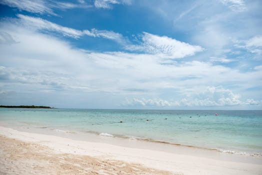 Sea shore on the Caribbean beach in the Zona Hoteleria in Cancun Quintana Roo Mexico.