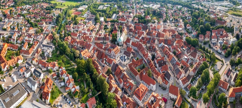 Amazing Aerial panorama from drone to the ancient historic medieval town