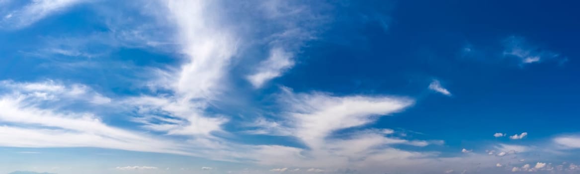 Panoramic view of blue sky with splendid clouds