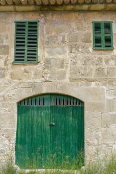 facade of a century-old house, typical Mallorcan,