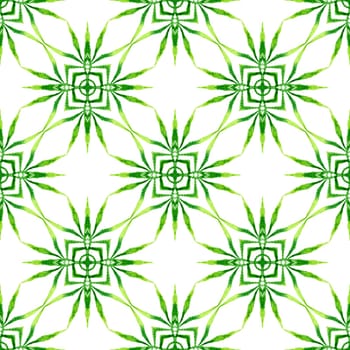 Hand drawn green mosaic seamless border. Green wondrous boho chic summer design. Textile ready bold print, swimwear fabric, wallpaper, wrapping. Mosaic seamless pattern.