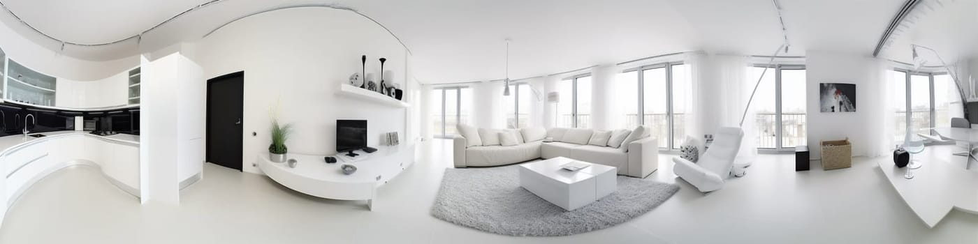 interior inside chrome house seat lcd vase studio stair contemporary furniture kitchen sofa lamp 3d. Generative AI.