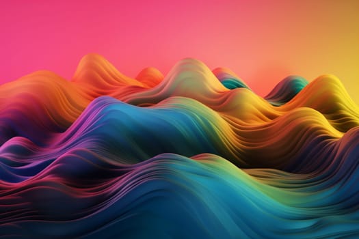background colorful light pink art colours graphic blue flowing gradient shape wavy cyberspace. Generative AI.