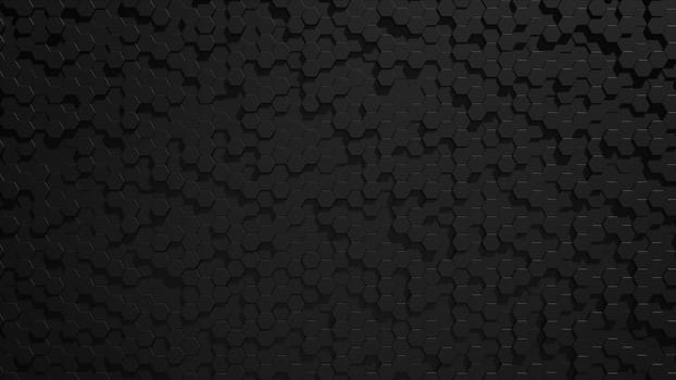Black hexagon grids. Computer generated 3d render