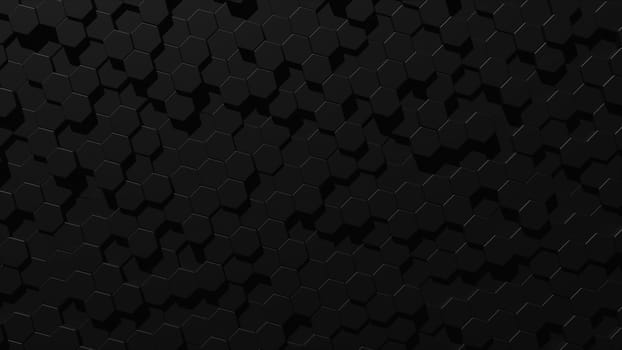 Black hexagon grids. Computer generated 3d render