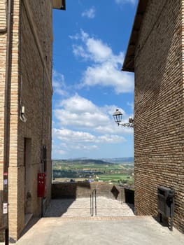Scenic View of Camerano village near Mount Conero and Riviera from Loreto, Le Marche, Italy panorama