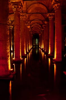 08/19/2012 ISTANBUL, TURKEY - One of the most amazing sights of Istanbul. The basilica cistern