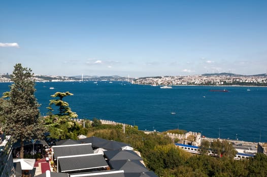 The Bosphorus. The strait that connects the Black Sea to the Sea of Marmara and marks the boundary between the Europe and the Asia