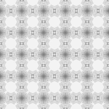 Textile ready beautiful print, swimwear fabric, wallpaper, wrapping. Black and white sublime boho chic summer design. Tiled watercolor background. Hand painted tiled watercolor border.