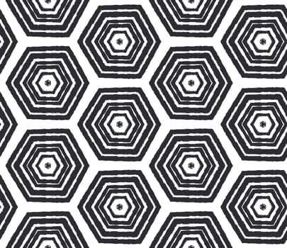 Striped hand drawn pattern. Black symmetrical kaleidoscope background. Textile ready mind-blowing print, swimwear fabric, wallpaper, wrapping. Repeating striped hand drawn tile.