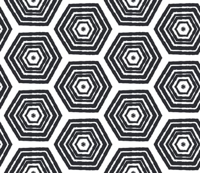 Striped hand drawn pattern. Black symmetrical kaleidoscope background. Textile ready mind-blowing print, swimwear fabric, wallpaper, wrapping. Repeating striped hand drawn tile.
