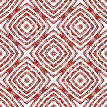 Striped hand drawn pattern. Wine red symmetrical kaleidoscope background. Textile ready immaculate print, swimwear fabric, wallpaper, wrapping. Repeating striped hand drawn tile.