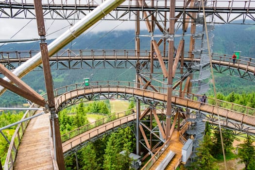 Dolni Morava Sky Walk stairs in the mountains, Czech Republic.