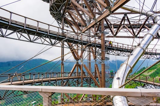 Dolni Morava Sky Walk stairs in the mountains, Czech Republic.