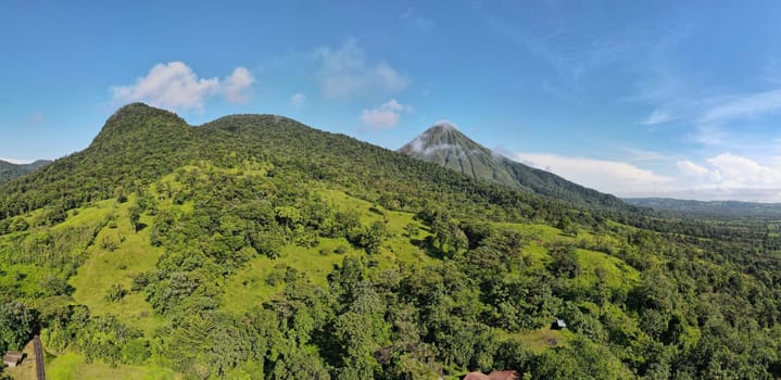 Landscape Panorama picture from Volcano Arenal next to the rainforest, Costa Rica. Travel in Central America. San Jose. High quality photo