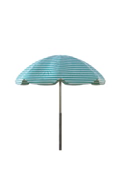 3D Illustration , green striped beach umbrellas on white background. 