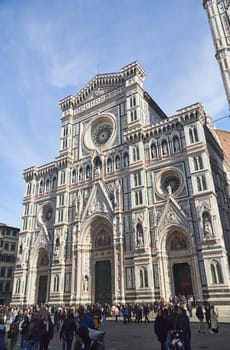 Florence, Italy - 12.02.2023: View of the dome of the Cathedral of Santa Maria del Fiora. High quality photo