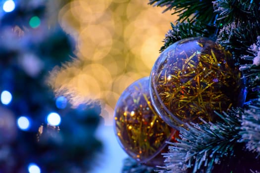 The Xmas ball with bokeh light background